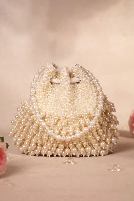 House Of Kosha Ivory Pearl Embellished Potli 