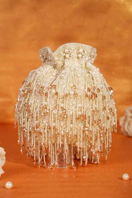 House Of Kosha Ivory Pearl Embellished Potli 