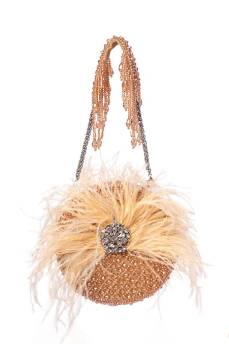 House Of Kosha Kiraz Gold Embellished Round Bag 