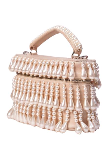 Shop_House Of Kosha_Ivory Pearls Embellished Vanity Bag _Online_at_Aza_Fashions