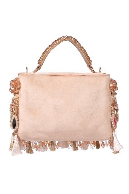 House Of Kosha_Gold Mirrors, Crystals Mirrorwork Vanity Bag _Online_at_Aza_Fashions