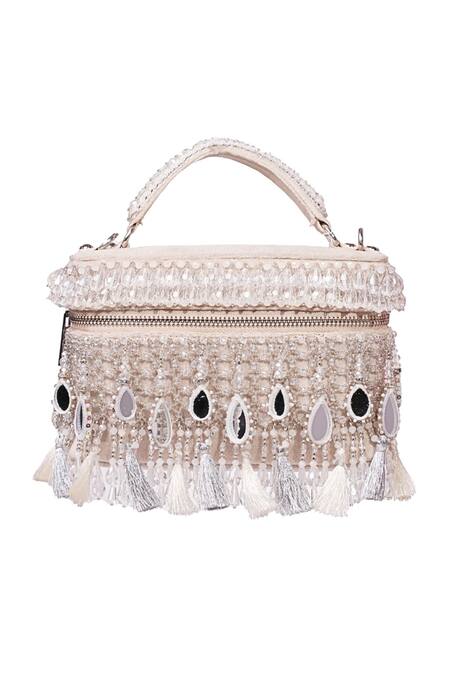 Buy_House Of Kosha_Silver Mirrorwork Vanity Bag _Online_at_Aza_Fashions
