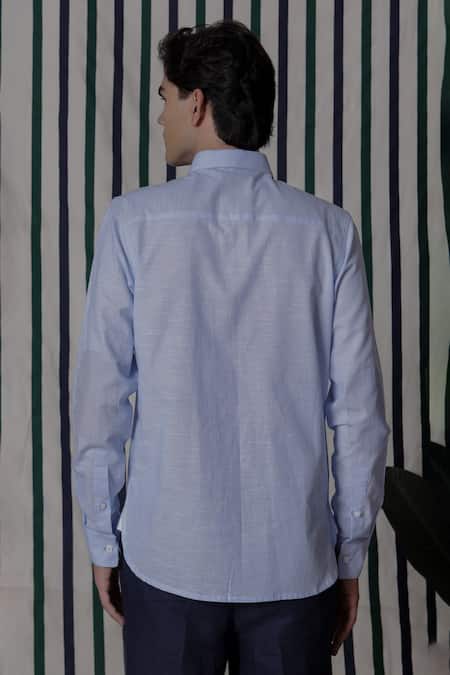 Lacquer Embassy CORDYN Light Blue Cotton Full-Sleeve Shirt 