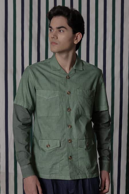 Lacquer Embassy Green Cotton Slub Shirt