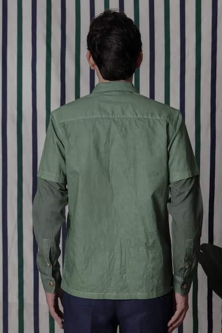 Lacquer Embassy SUNDRIN Green Cotton Slub Shirt 