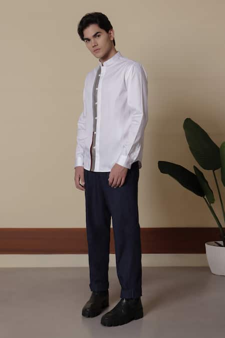 Buy_Lacquer Embassy_Multi Color Cotton Satin Cut Work Alba White Shirt _Online_at_Aza_Fashions