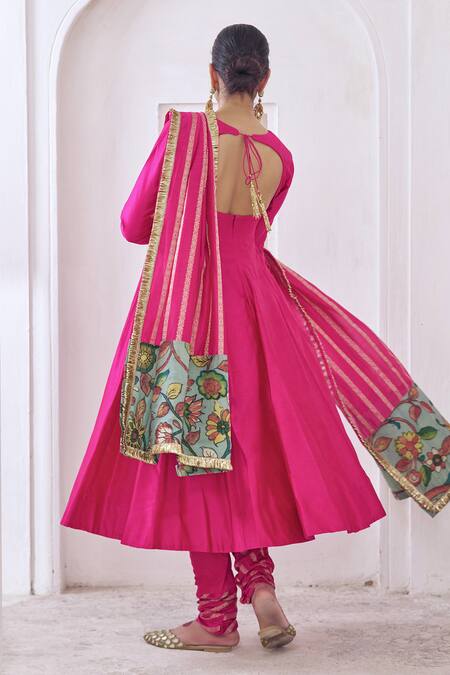 Aamra By Lavanya Hot Pink Hand Embroidered Anarkali Set 
