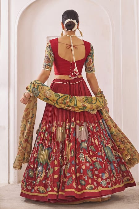Aamra By Lavanya Maroon Hand Embroidered Lehenga Set 