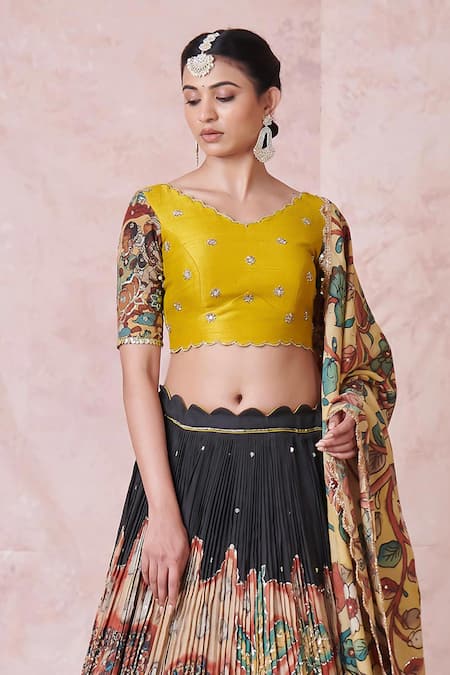 Aamra By Lavanya Multi Color Silk Sequins, Embroidery Round Neck Hand Lehenga Set Online at Aza Fashions Aamra By Lavanya_Multi Color Silk Sequins, Embroidery Round Neck Hand Lehenga Set _Online_at_Aza_Fashions