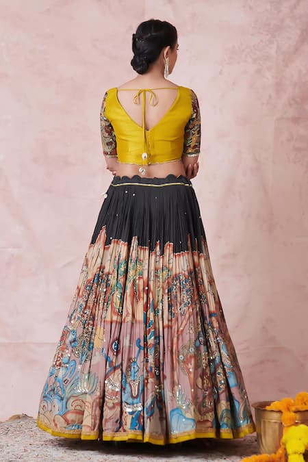 Buy Aamra By Lavanya Multi Color Silk Sequins, Embroidery Round Neck Hand Lehenga Set Online at Aza Fashions Buy_Aamra By Lavanya_Multi Color Silk Sequins, Embroidery Round Neck Hand Lehenga Set _Online_at_Aza_Fashions