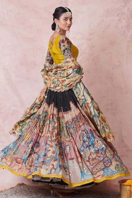 Aamra By Lavanya Multi Color Silk Sequins, Embroidery Round Neck Hand Lehenga Set at Aza Fashions Aamra By Lavanya_Multi Color Silk Sequins, Embroidery Round Neck Hand Lehenga Set _at_Aza_Fashions