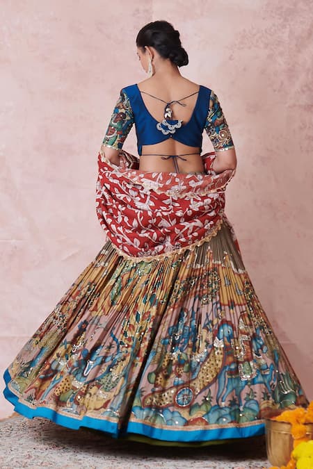 Aamra By Lavanya Olive-Green Hand Embroidered Lehenga Set 