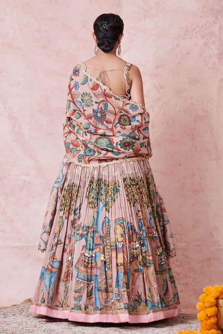 Aamra By Lavanya Sandrose-Pink Hand Embroidered Lehenga Set 