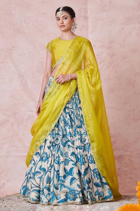 Aamra By Lavanya Ivory Silk Embroidery Round Neck Hand Lehenga Set Online at Aza Fashions Aamra By Lavanya_Ivory Silk Embroidery Round Neck Hand Lehenga Set _Online_at_Aza_Fashions