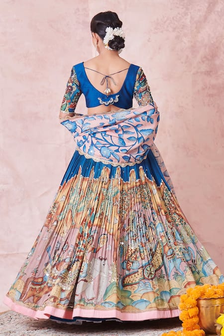Aamra By Lavanya Indigo Blue Hand Embroidered Lehenga Set 
