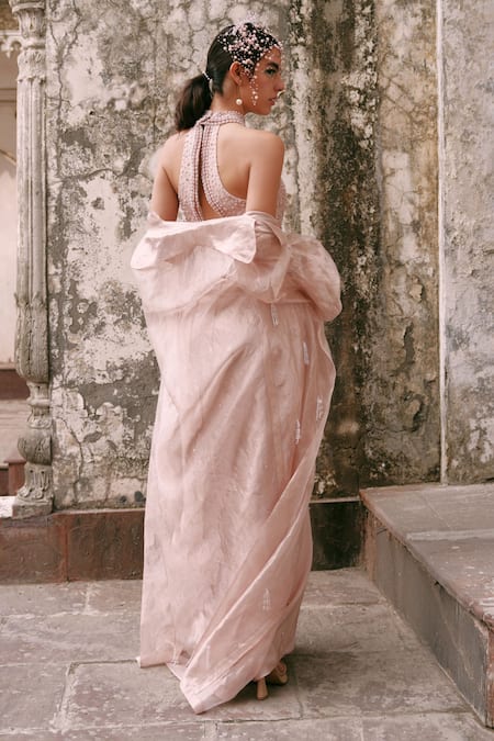 Lasha Designer Pink Embellished Cape Set 