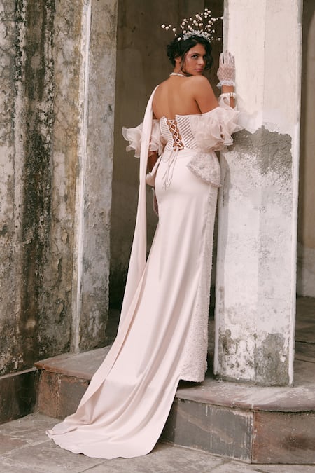 Lasha Pink Designer Corset & Trouser Set 