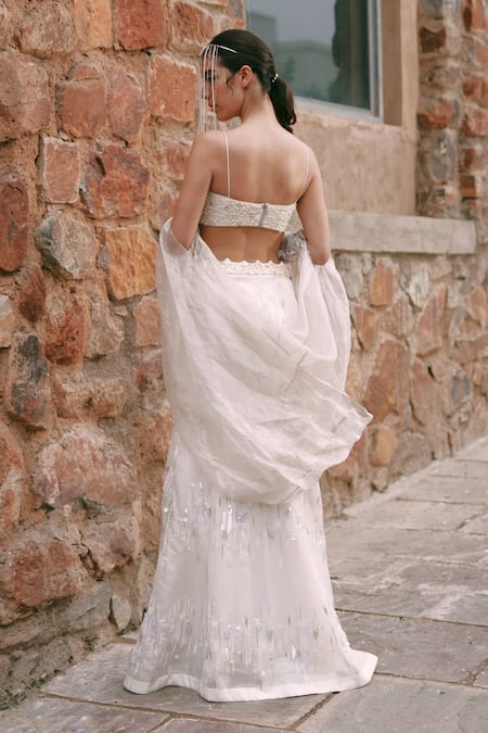 Lasha Designer Ivory Lehenga Set With Cape 