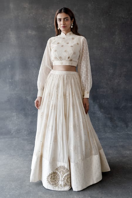 Shachi Sood Chanderi Silk Hand Embroidered Lehenga Set 