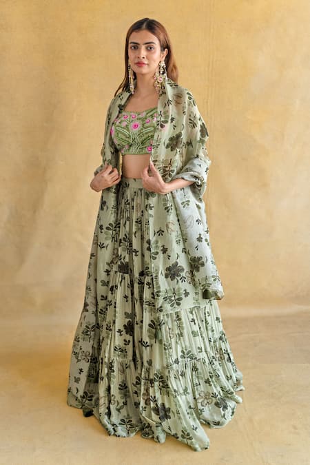 Shachi Sood Leela of Light Green Lehenga Set 