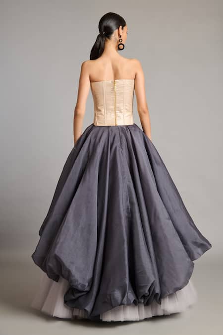 Siddartha Tytler Gold Textured Lame Quilted Corset 