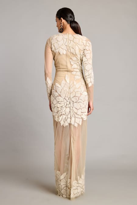Siddartha Tytler Ivory Sequin Sheer Gown 