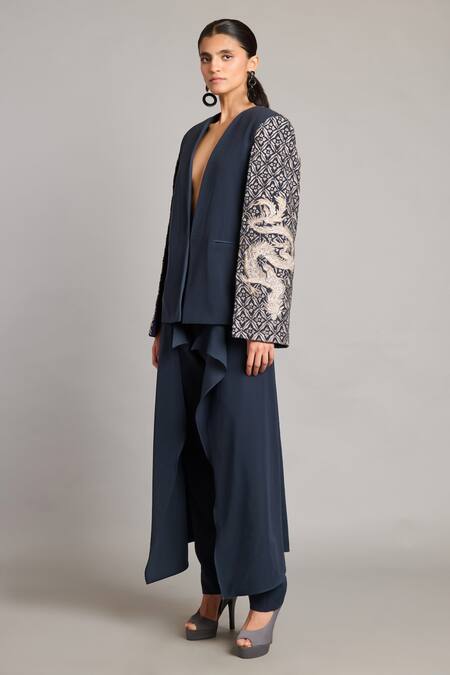 Siddartha Tytler Black Zari Mandala Cape Jacket Online at Aza Fashions Siddartha Tytler_Black Zari Mandala Cape Jacket _Online_at_Aza_Fashions