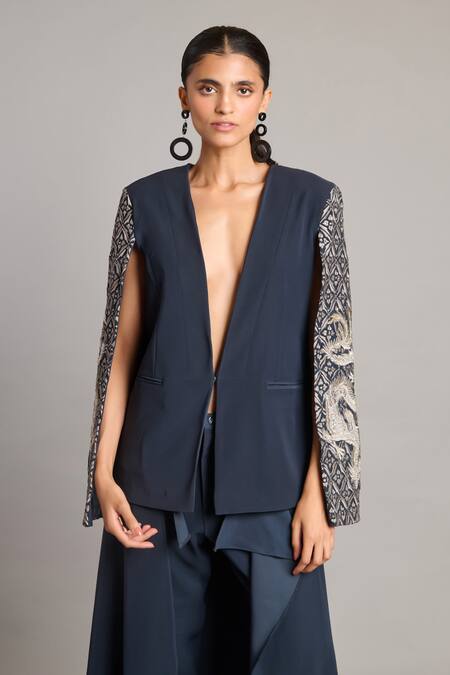 Buy Siddartha Tytler Black Zari Mandala Cape Jacket Online at Aza Fashions Buy_Siddartha Tytler_Black Zari Mandala Cape Jacket _Online_at_Aza_Fashions