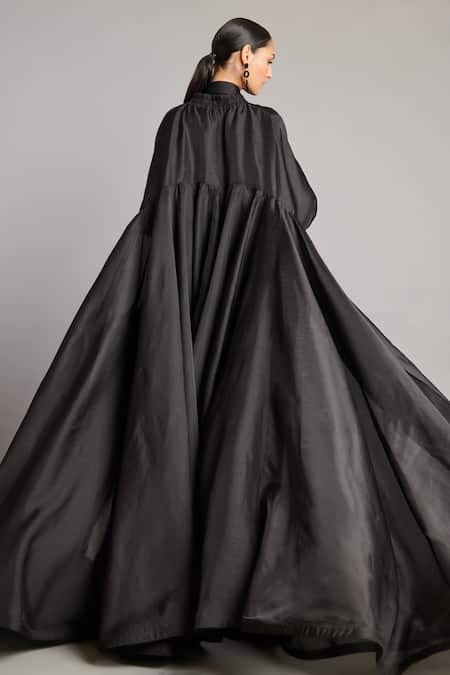 Shop Siddartha Tytler Black Organza Open Neck Opera Jacket at Aza Fashions Shop_Siddartha Tytler_Black Organza Open Neck Opera Jacket _at_Aza_Fashions