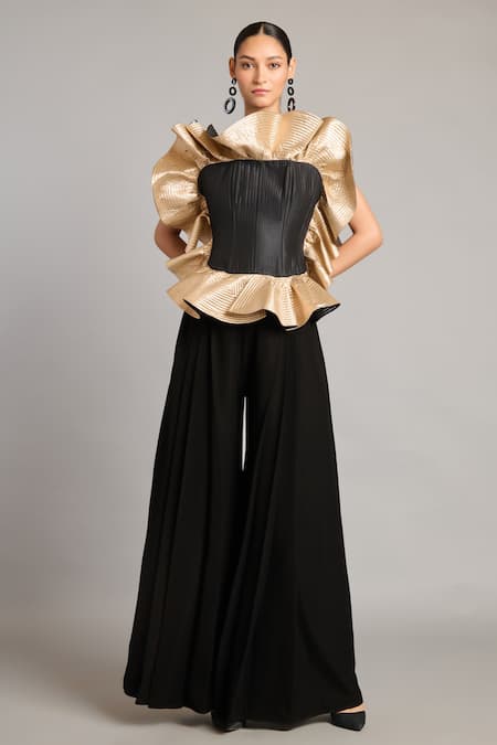 Siddartha Tytler Black Microfiber Hakama Pant