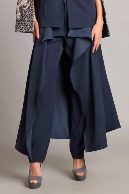 Siddartha Tytler Black Microfiber Slate Flap Pant Online at Aza Fashions Siddartha Tytler_Black Microfiber Slate Flap Pant _Online_at_Aza_Fashions