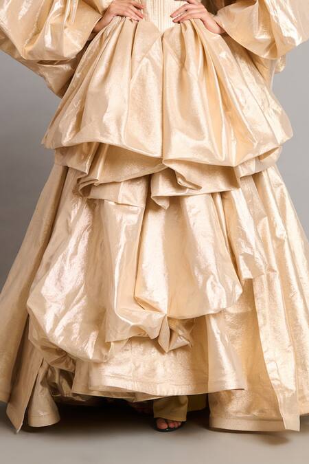 Siddartha Tytler_Gold Bauble Layered Skirt _Online_at_Aza_Fashions