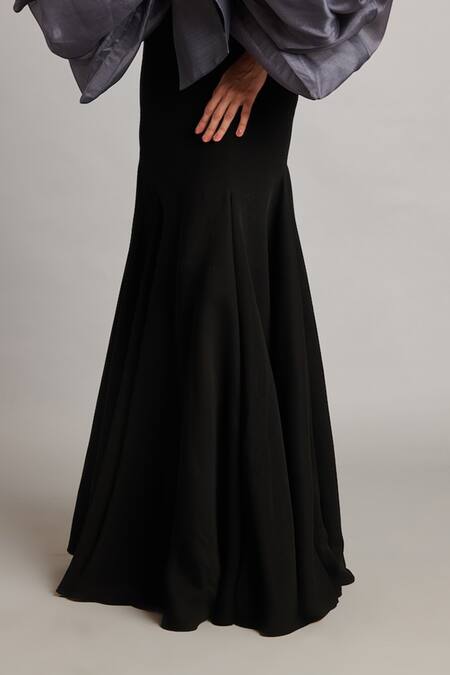 Siddartha Tytler Black Microfiber Fishtail Skirt Online at Aza Fashions Siddartha Tytler_Black Microfiber Fishtail Skirt _Online_at_Aza_Fashions
