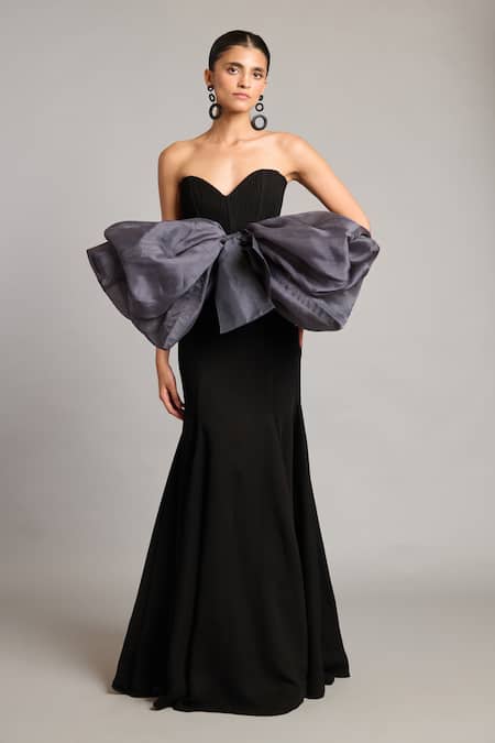Siddartha Tytler Black Microfiber Fishtail Skirt 