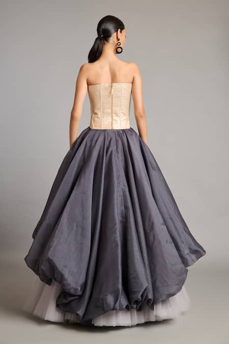 Siddartha Tytler Steel Grey Tulle Skirt 