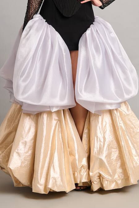 Buy Siddartha Tytler Gold Microfiber Steel Bauble Skirt Online at Aza Fashions Buy_Siddartha Tytler_Gold Microfiber Steel Bauble Skirt _Online_at_Aza_Fashions