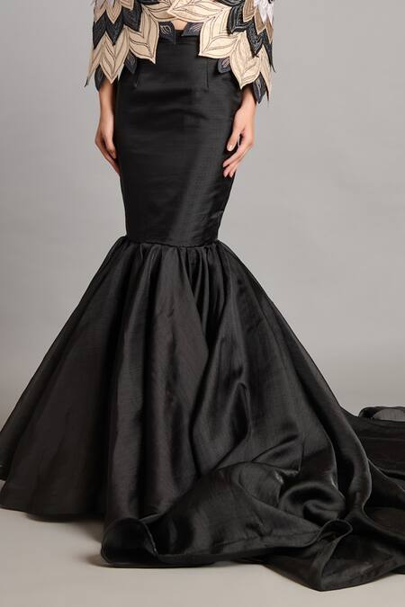 Siddartha Tytler Black Taffeta Organza Fishtail Skirt Online at Aza Fashions Siddartha Tytler_Black Taffeta Organza Fishtail Skirt _Online_at_Aza_Fashions