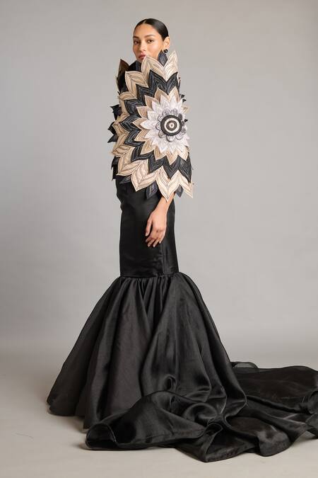 Buy Siddartha Tytler Black Taffeta Organza Fishtail Skirt Online at Aza Fashions Buy_Siddartha Tytler_Black Taffeta Organza Fishtail Skirt _Online_at_Aza_Fashions