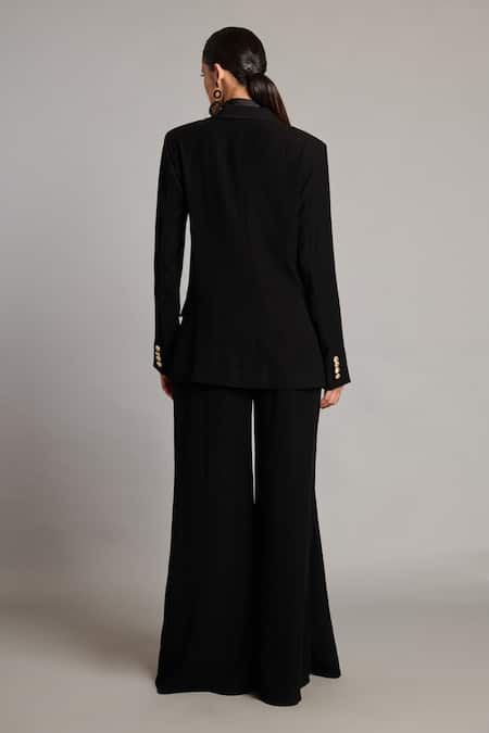 Shop Siddartha Tytler Black Microfiber Double Breasted Suit at Aza Fashions Shop_Siddartha Tytler_Black Microfiber Double Breasted Suit _at_Aza_Fashions