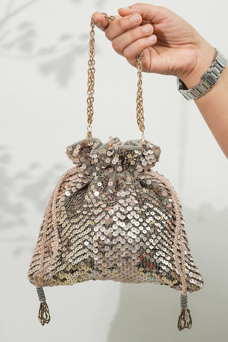 The Purple Sack Gray Sequins Sequenzzia Potli Bag