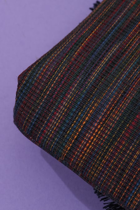 Buy_The Purple Sack_Gold Fringe, Beads Boho Love Handcrafted Clutch _Online_at_Aza_Fashions