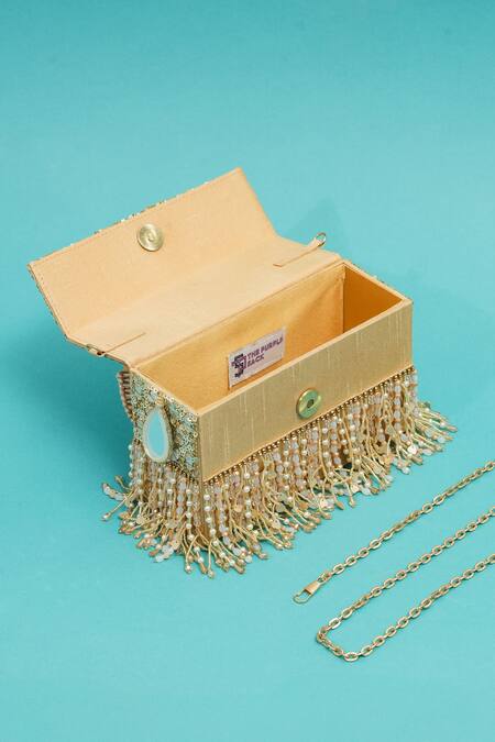 Buy_The Purple Sack_Multi Color Sequins, Beads Double Eyed Heart Clutch _Online_at_Aza_Fashions