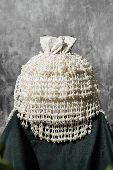 The Purple Sack White Pearls Ponanza Potli Online at Aza Fashions The Purple Sack_White Pearls Ponanza Potli _Online_at_Aza_Fashions