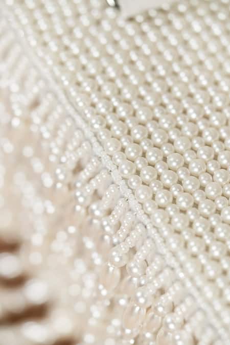 Buy_The Purple Sack_White Pearls Papana Clutch _Online_at_Aza_Fashions