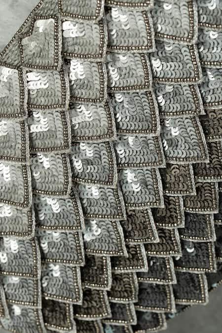 Buy_The Purple Sack_Gray Sequins Ombre Grey Handcrafted Clutch _Online_at_Aza_Fashions