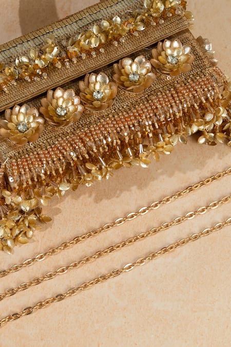 Shop_The Purple Sack_Gold Beads, Sequins Glizza Handcrafted Clutch _Online_at_Aza_Fashions