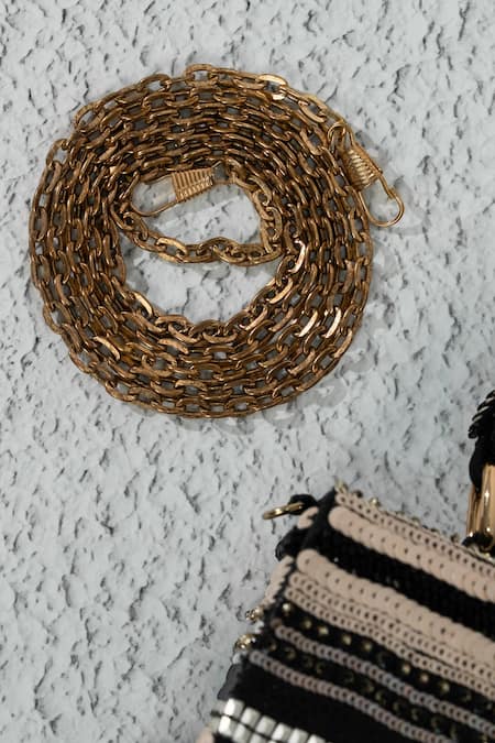 The Purple Sack_Black Beads, Sequins Stylish Handcrafted Clutch _at_Aza_Fashions