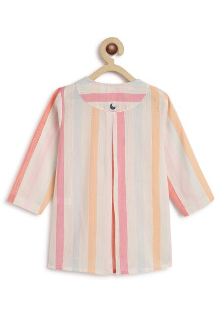 Buy_Tiber Taber_Pink Cotton Multi Color Striped Kurta And Pyjama Set 