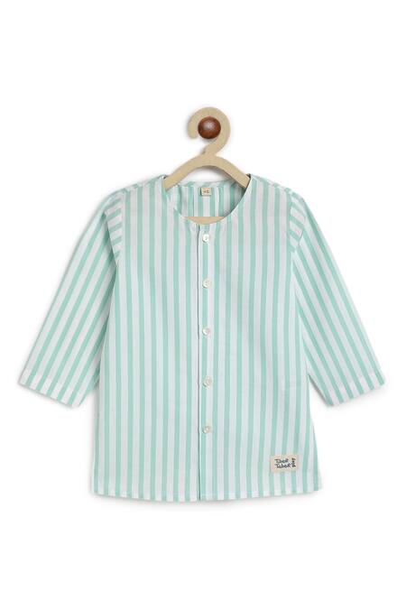 Buy Tiber Taber Green Cotton Striped Kurta And Pyjama Set Buy_Tiber Taber_Green Cotton Striped Kurta And Pyjama Set