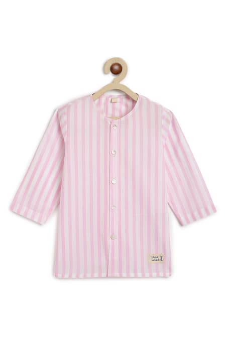 Buy_Tiber Taber_Pink Cotton Striped Kurta And Pyjama Set 